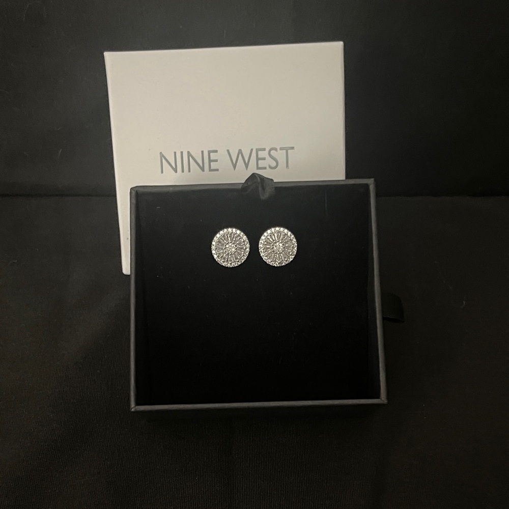 Nine West Shimmering Silver Stud Earrings